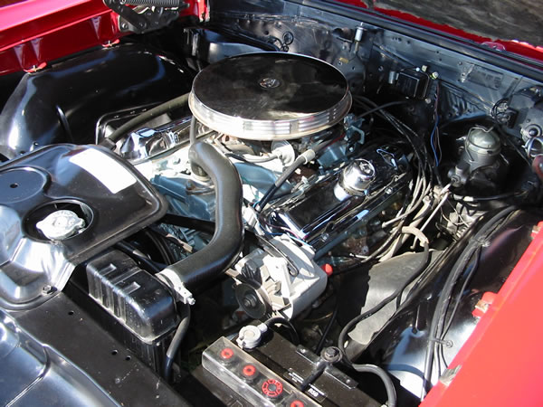 Pontiac 389 Engine. The engine compartment on the
